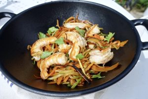 Wok de crevettes à Lyon